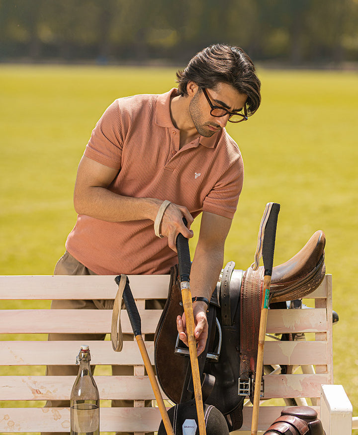 Peach Interlock POLO