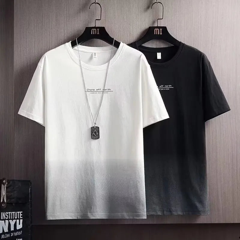 2 PCS Summer Casual T-Shirt Set Loose-fit half sleeve T-shirt made from high-quality polyester. Lightweight, breathable, and perfect for everyday summer wear.