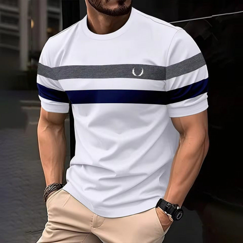 Loose Mesh Breathable Short Sleeve Round Neck T-shirt Simple Men.