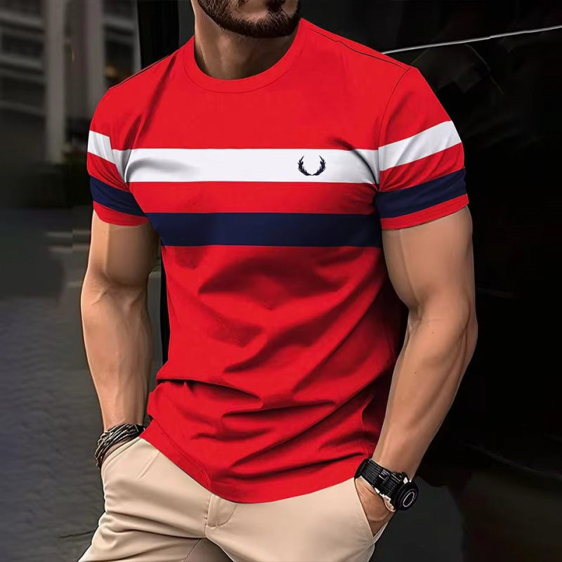 Loose Mesh Breathable Short Sleeve Round Neck T-shirt Simple Men.