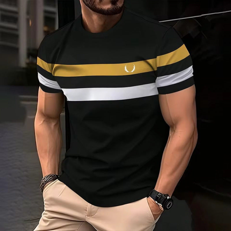 Loose Mesh Breathable Short Sleeve Round Neck T-shirt Simple Men.
