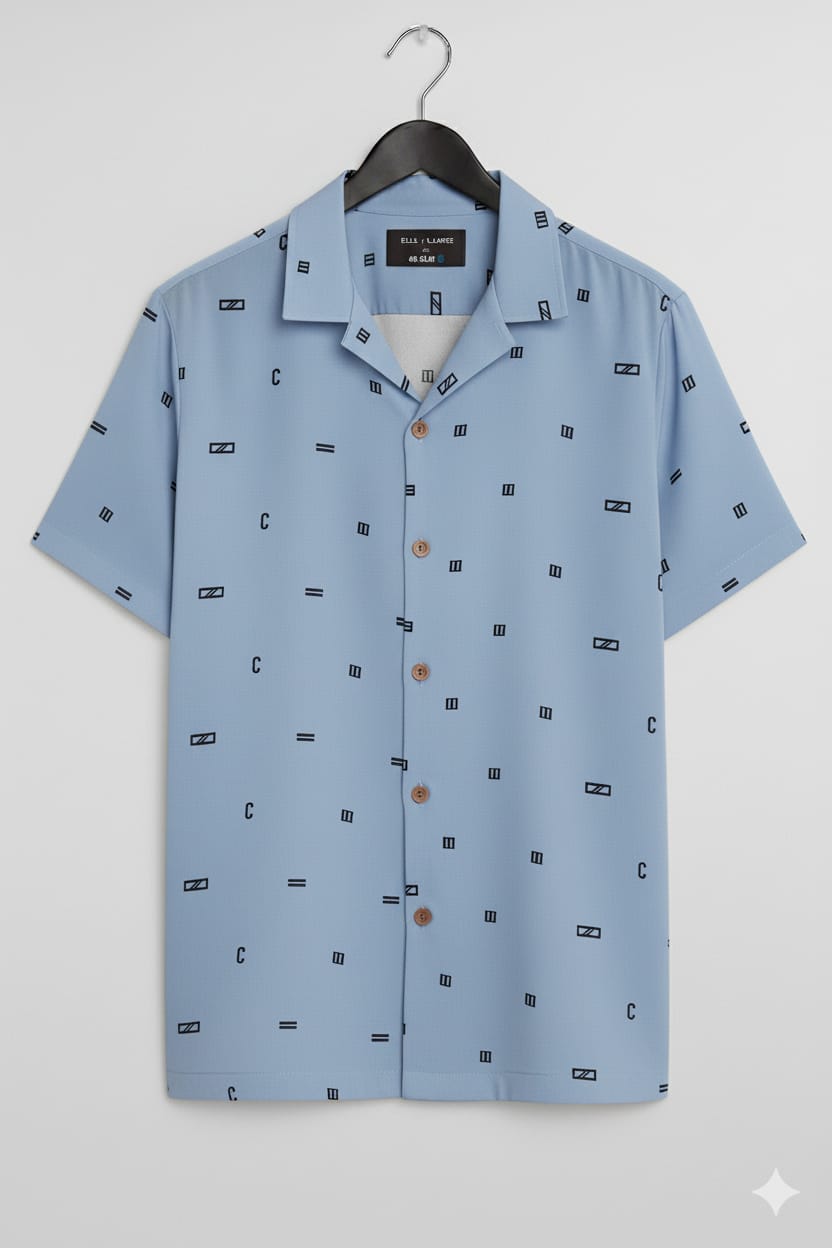 Men’s Printed Cuban Collar Short Sleeve Shirt