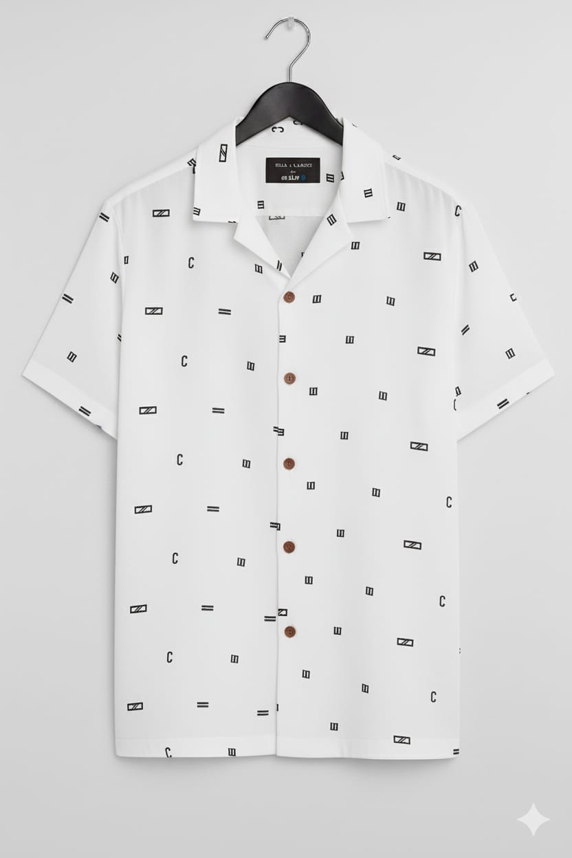 Men’s Printed Cuban Collar Short Sleeve Shirt