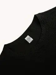 Men's Quick-Dry Moisture-Wicking Breathable Jacquard T-Shirt - Loose Fit Stretch Fabric for Gym, Running, Outdoor Sports & Casual Summer Wear - Black, Workout Shirt, Classic Round Neck, Medium Elasticity