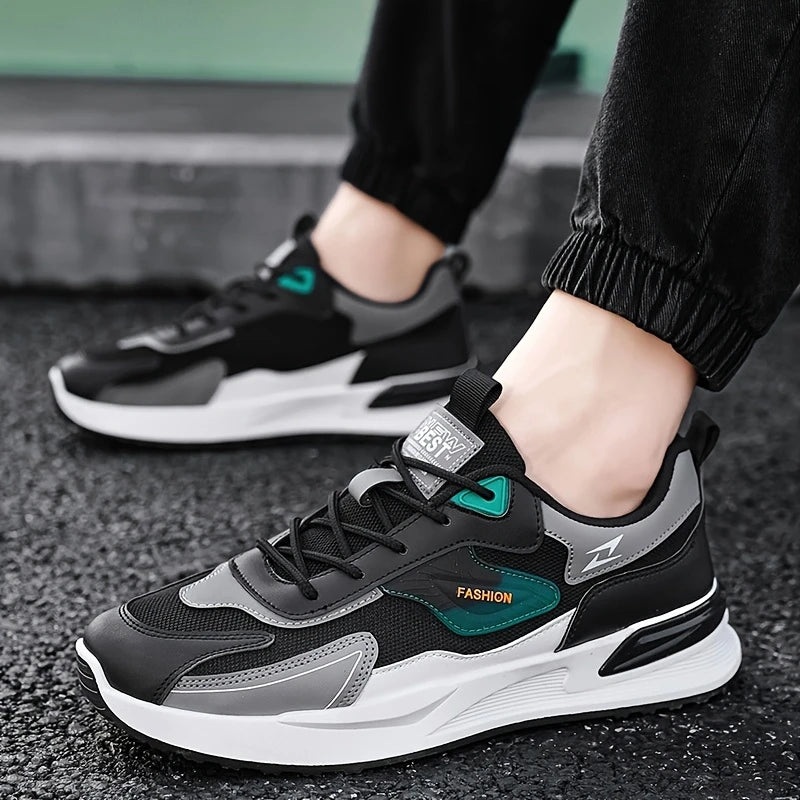 Men'S Fashion Sports Sneakers - Lightweight, Versatile Running Shoes with Stylish Black & White Design, Lace-Up Closure, Comfortable for Casual Attire and Outdoor Activities