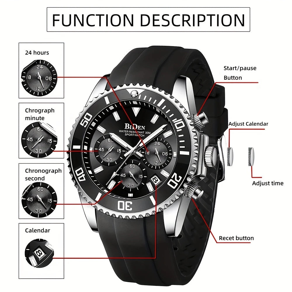 Stylish Multi-Functional Boys' Sports Watch with Silicone Strap – Quartz Movement & Black Alloy Case.