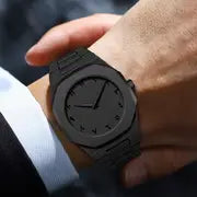 Men's Sporty Elegant Watch – Black dial, date display, silicone strap, quartz, stylish & durable.