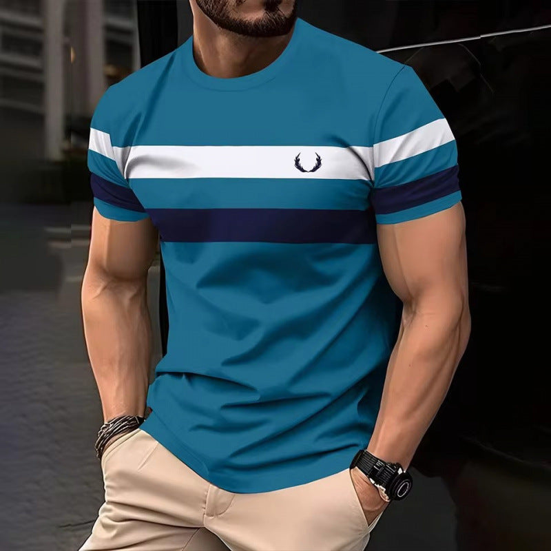Loose Mesh Breathable Short Sleeve Round Neck T-shirt Simple Men.