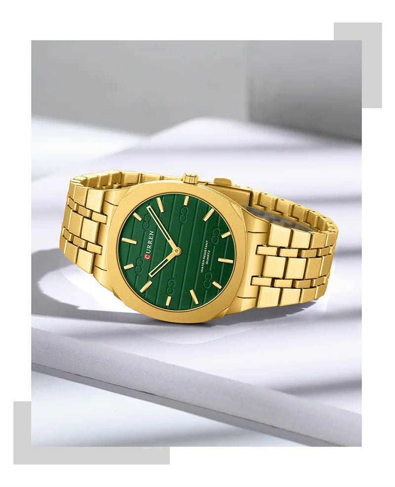 CURREN Quartz Stainless Steel Chain Wrist Watch For Men With Brand Box 8444