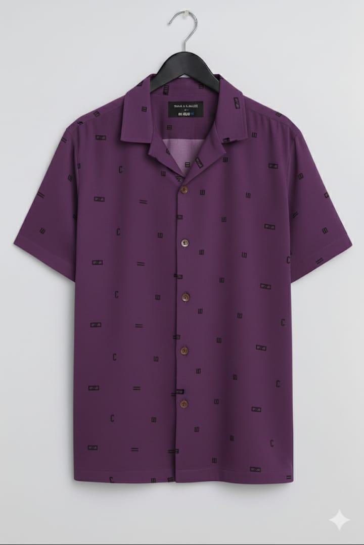 Men’s  Printed Cuban Collar Short Sleeve Shirt