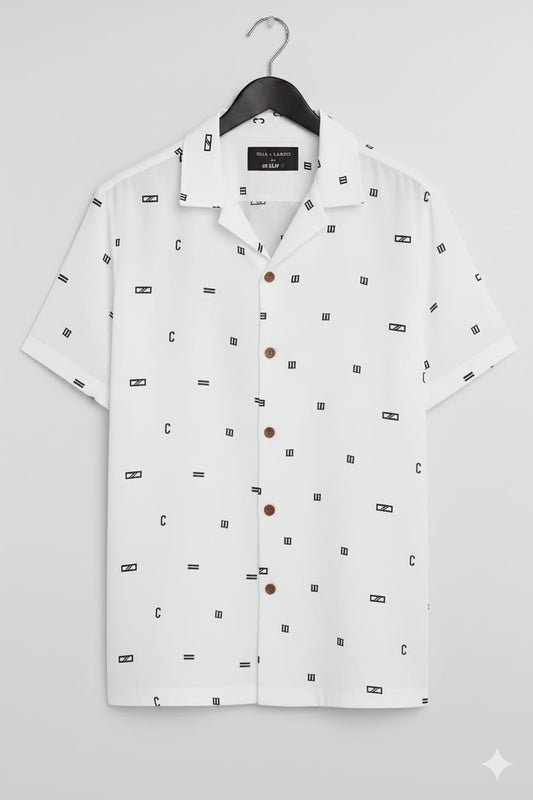 Men’s  Printed Cuban Collar Short Sleeve Shirt