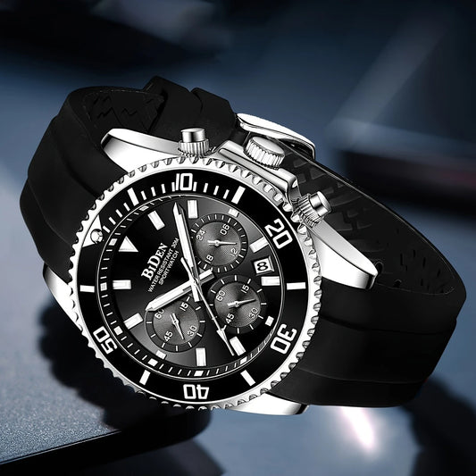 Stylish Multi-Functional Boys' Sports Watch with Silicone Strap – Quartz Movement & Black Alloy Case.