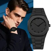 Men's Sporty Elegant Watch – Black dial, date display, silicone strap, quartz, stylish & durable.