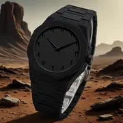 Men's Sporty Elegant Watch – Black dial, date display, silicone strap, quartz, stylish & durable.